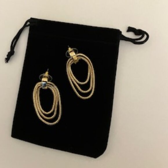 Gold Snake Chain Drop Dangle Earrings NWOT - Picture 2 of 2